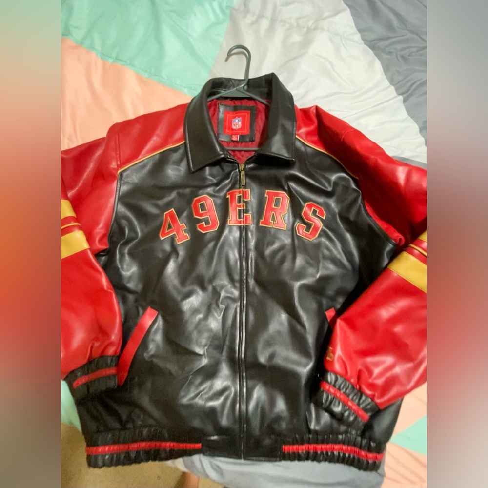 Vintage San Fransisco 49ers NFL faux leather Bomber jacket